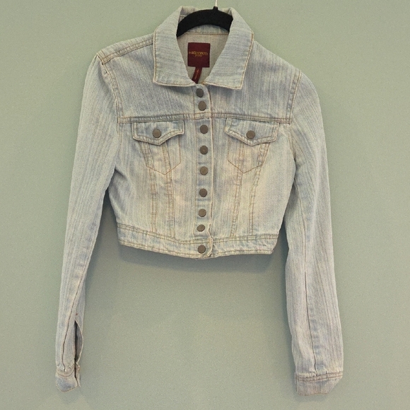 Highway Jeans Blue Cropped Jean Jacket With Snaps Junior Size XS - Picture 1 of 9